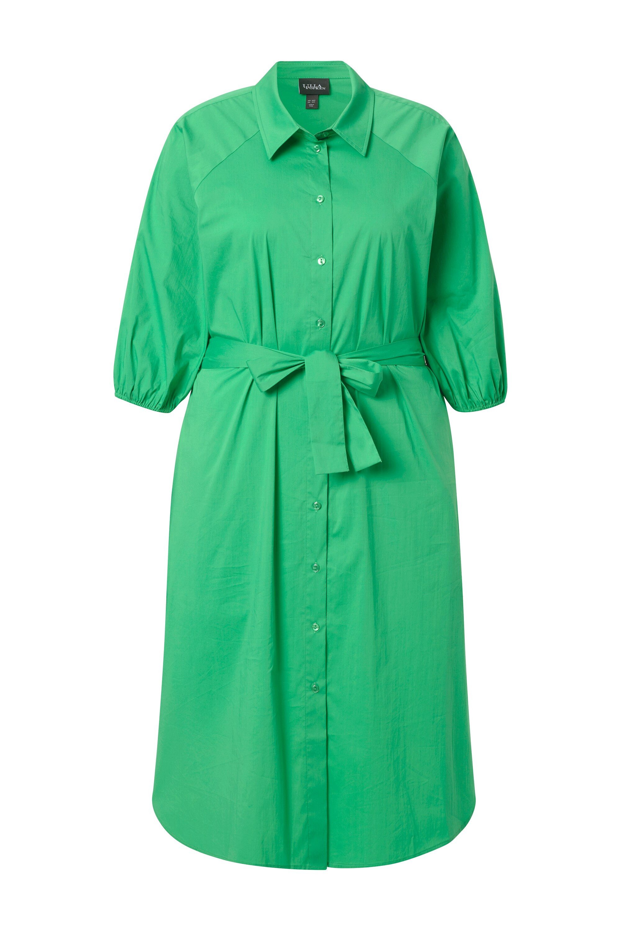Midikleid Hemdblusenkleid A-Linie Hemdkragen 3/4-Ballonärmel