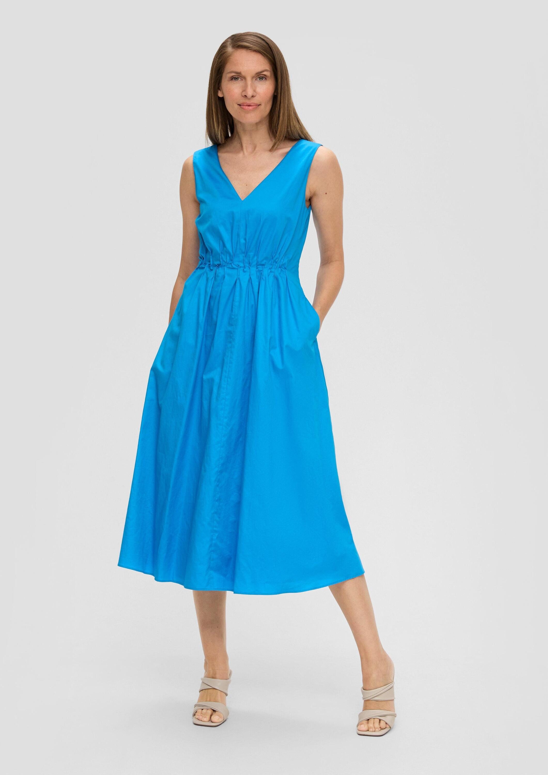 s.Oliver Midikleid Kleid Baumwollkleid mit Raffung