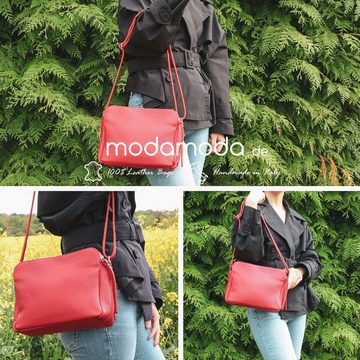 modamoda de Schultertasche T232, Echtleder Handmade in Italy