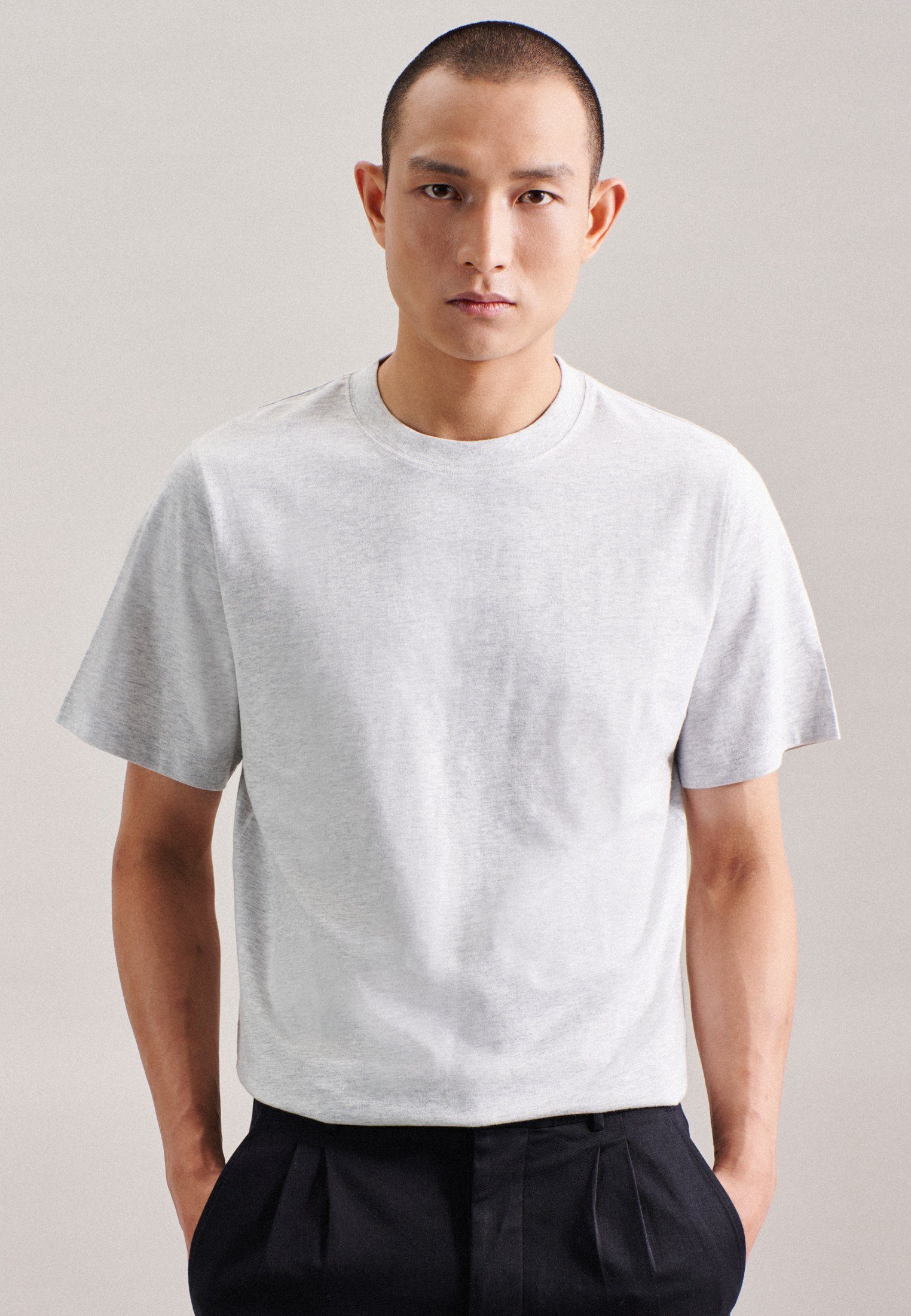 seidensticker T-Shirt Regular Kurzarm Rundhals Uni Grau