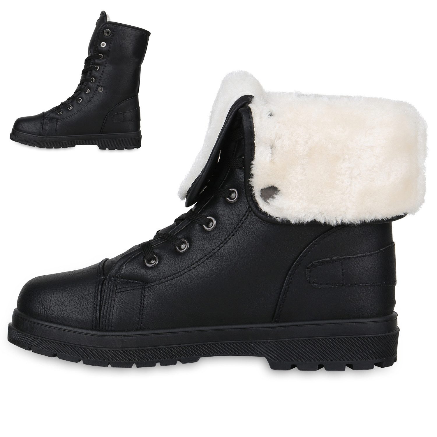 VAN HILL 813745 Stiefelette Warm Gefütterte Damen Stiefeletten Worker Boots Outdoor