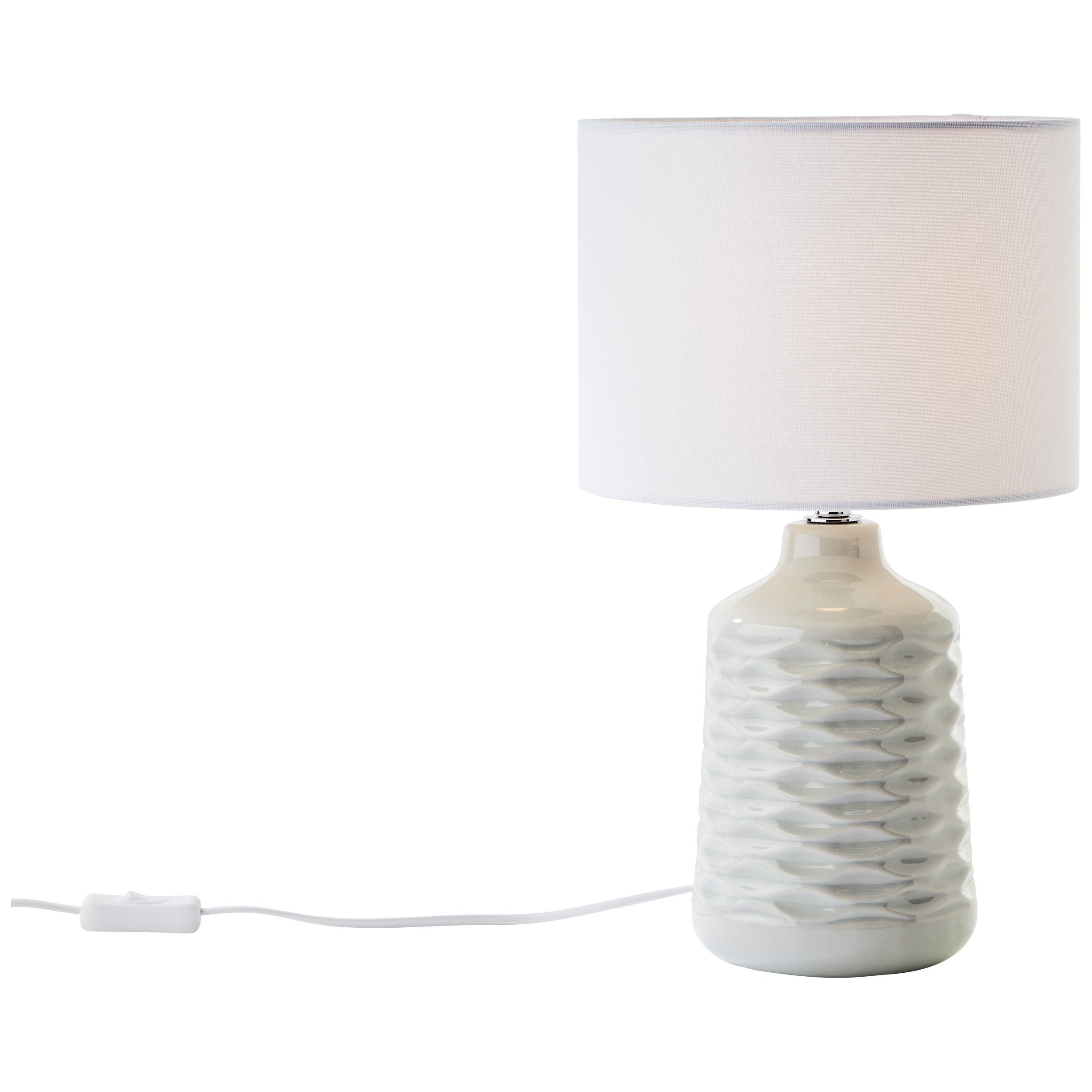 Lightbox Tischleuchte, ohne Leuchtmittel, Keramik Tischlampe mit  Stoffschirm, 42 cm Höhe, E14, grau/weiß | Tischlampen