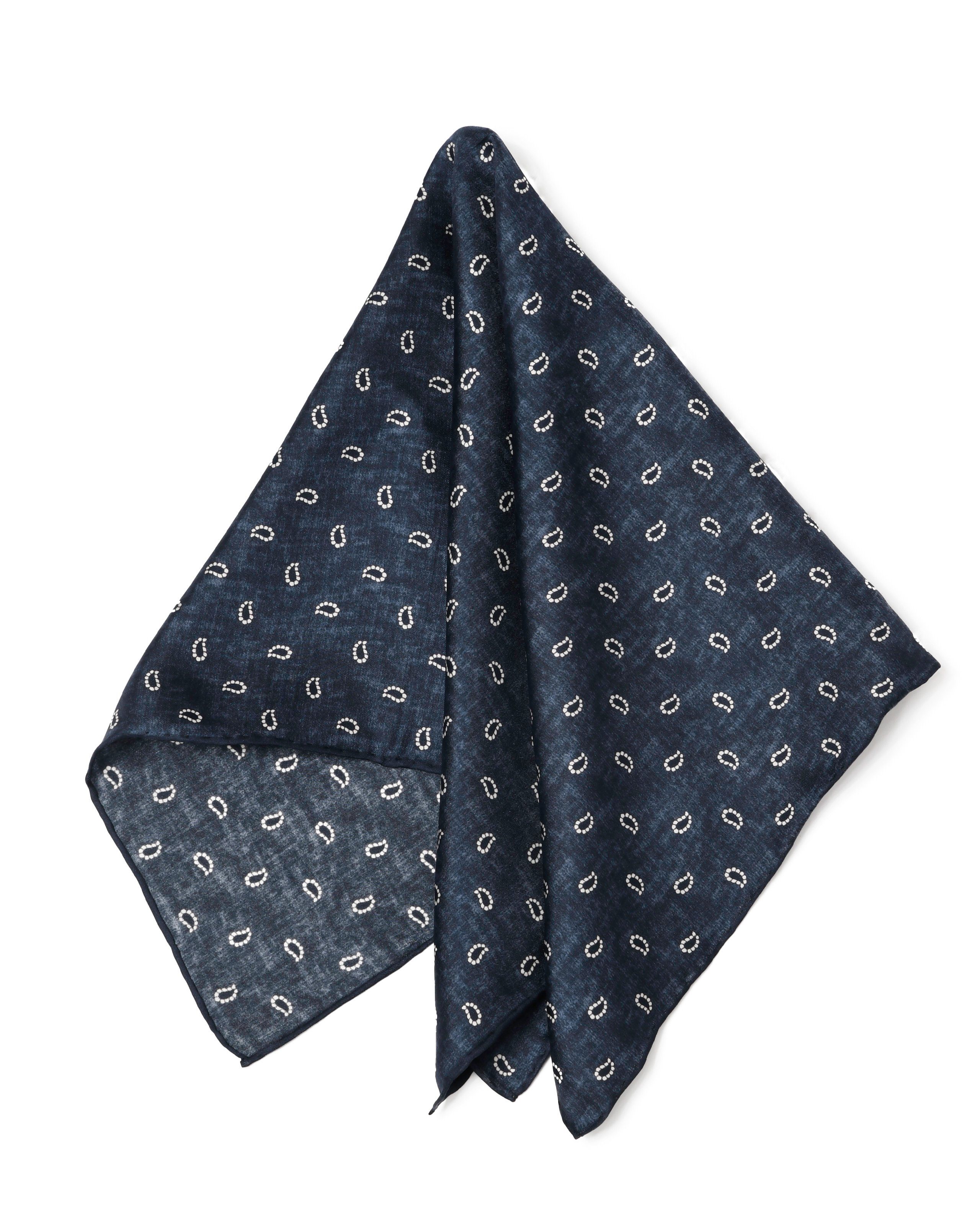 MayTree Seidentuch Herren handrolliert aus Twill-Seide 53x53, Stone-washed dunkelblau, (Stück), 100% Seide