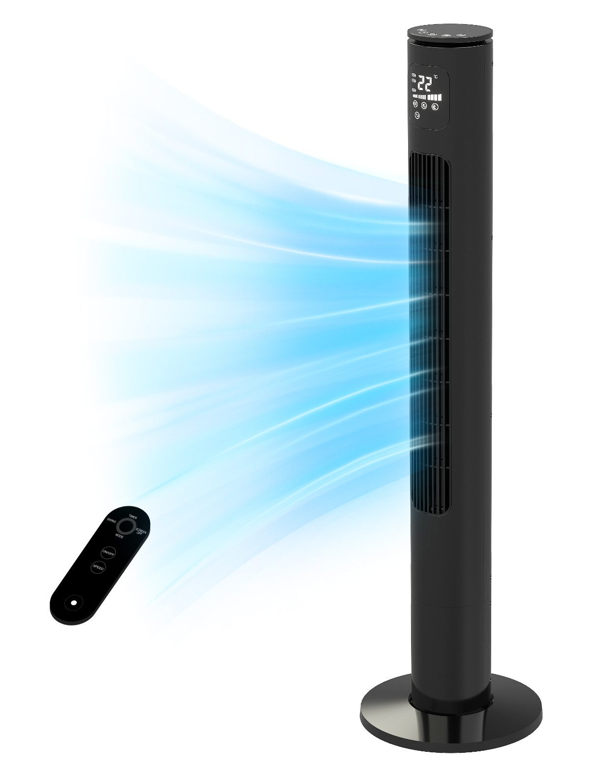 Turmventilator Leiser Standventilator, Säulenventilator mit Fernbedienung 116cm,Timer
