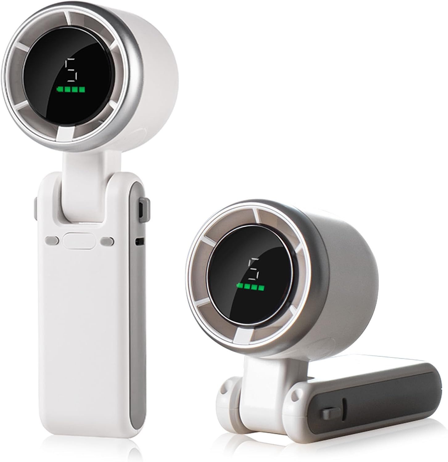 Minicloss Handventilator Tragbarer Turbo Handventilator, 5-stufiger Wind, USB-C&Trageschlaufe, 3-in-1 Hand-, Hals- & Tischventilator, für Reisen, Büro & Outdoor