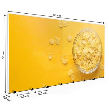 Primedeco Garderobenpaneel Magnetwand und Memoboard aus Glas Gelbe Cerealien