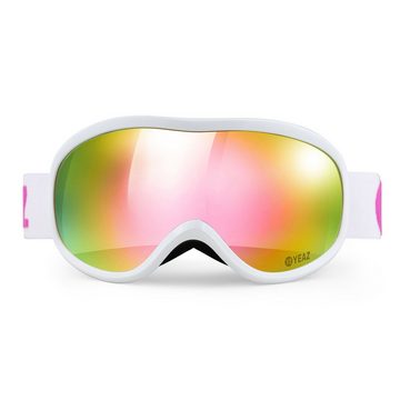 YEAZ Skibrille STEEZE ski- und snowboard-brille pink/weiss, Premium-Ski- und Snowboardbrille für Erwachsene und Jugendliche