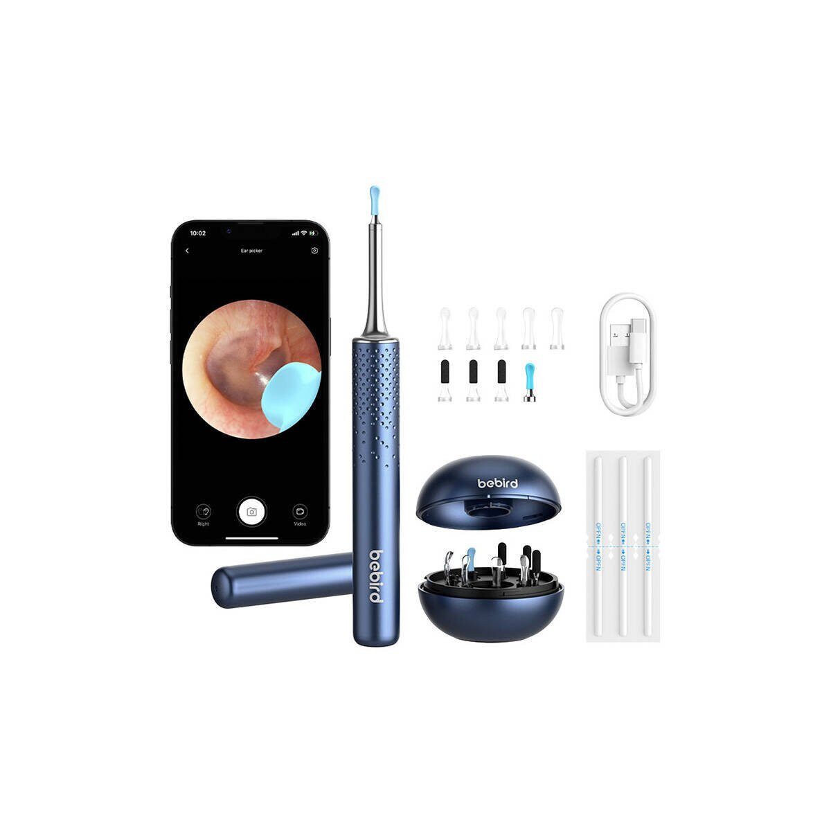 bebird Elektrischer Ohrenreiniger Bebird M9 S Ohrreiniger Kamera Otoskop Blau