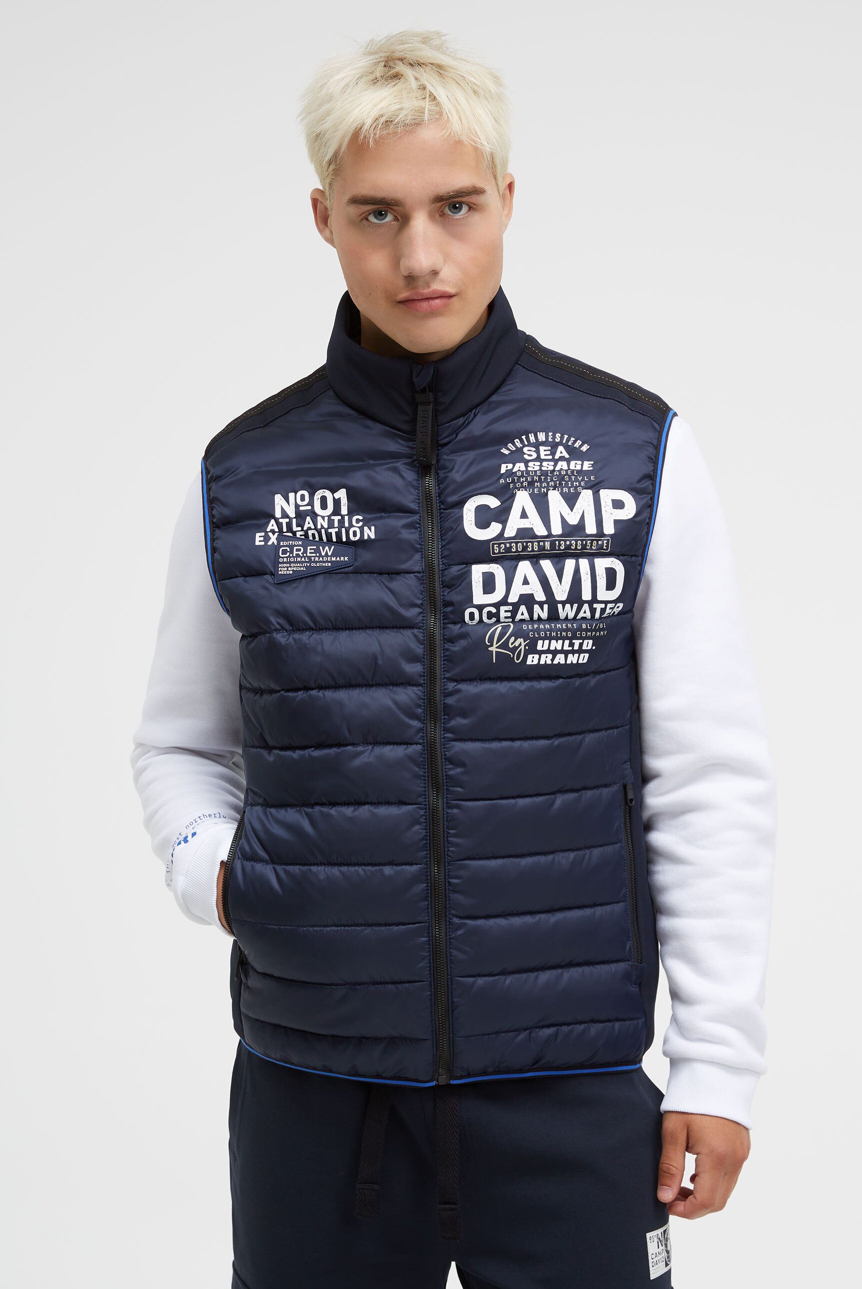 CAMP DAVID Steppweste mit Windfangleiste