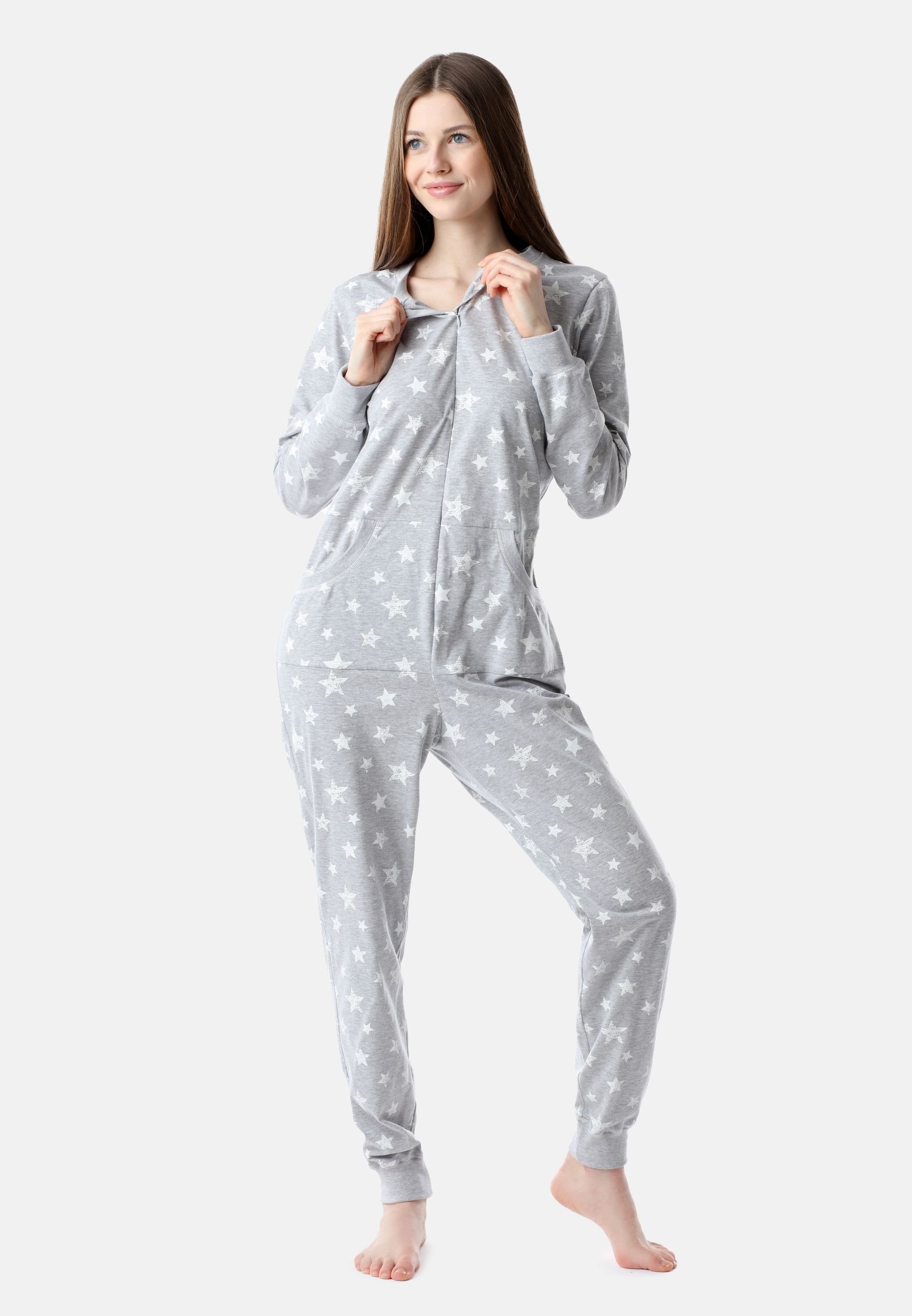 Bellivalini Schlafanzug Melange/Ecru Schlafoverall Sterne Damen Pyjama BLV50-206