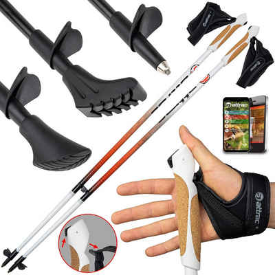 Attrac Handschlaufe Nordic Walking Stöcke Alu mit Handgelenkschlaufen, GRATIS App, 115 Cm