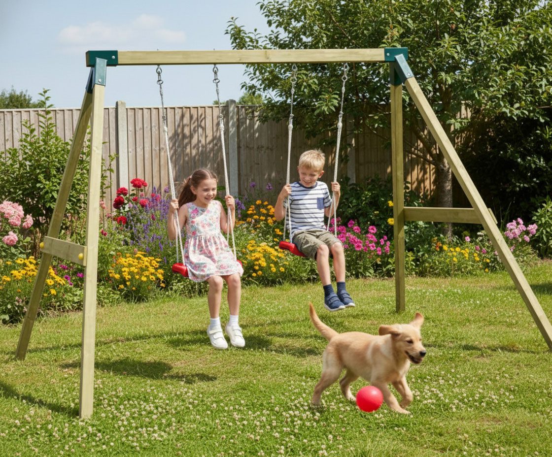 FUNGOO Doppelschaukel FLY Light, mit Sitzen und Bodenankern