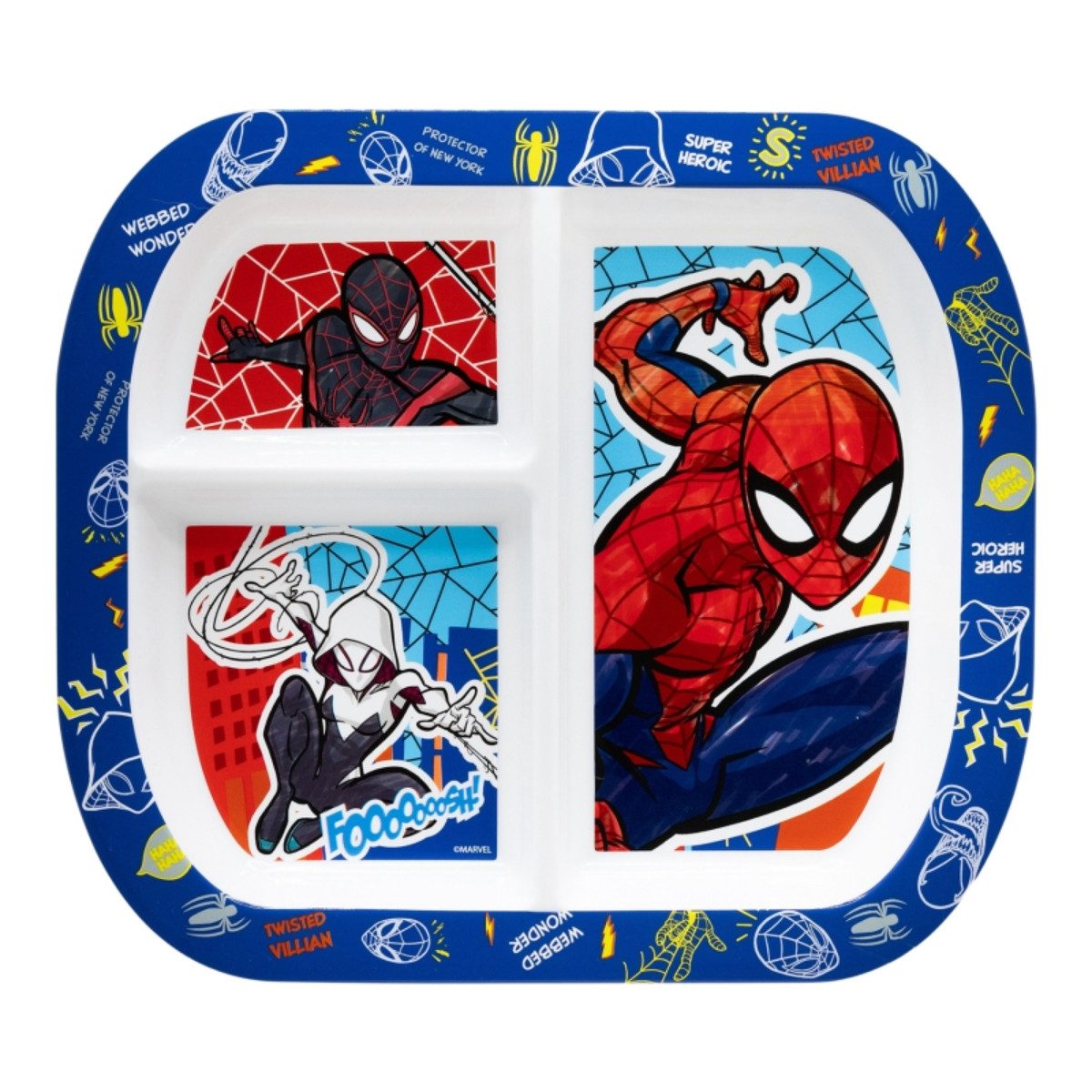 Storline Frühstücksteller Spiderman rechteckig mit 3 Fächern, Mikrowellengeeignet