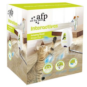 all for paws Tier-Intelligenzspielzeug Elektrisches interaktives Katzenspielzeug Jumping Wand, Kunststoff, Federwedel mit Bewegungssensor
