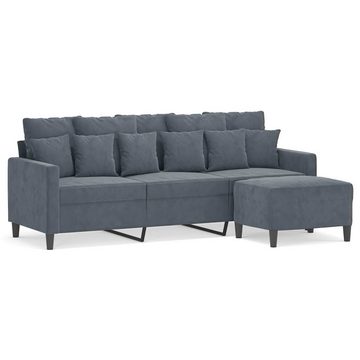 vidaXL Sofa 3-Sitzer-Sofa mit Hocker Dunkelgrau 180 cm Samt