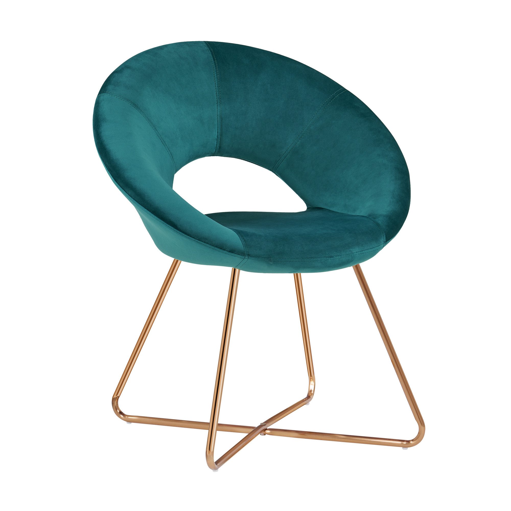 Duhome Loungesessel (439D), Esszimmerstuhl Wohnzimmerstuhl, Samt Polsterstuhl, Gold Metallbeine