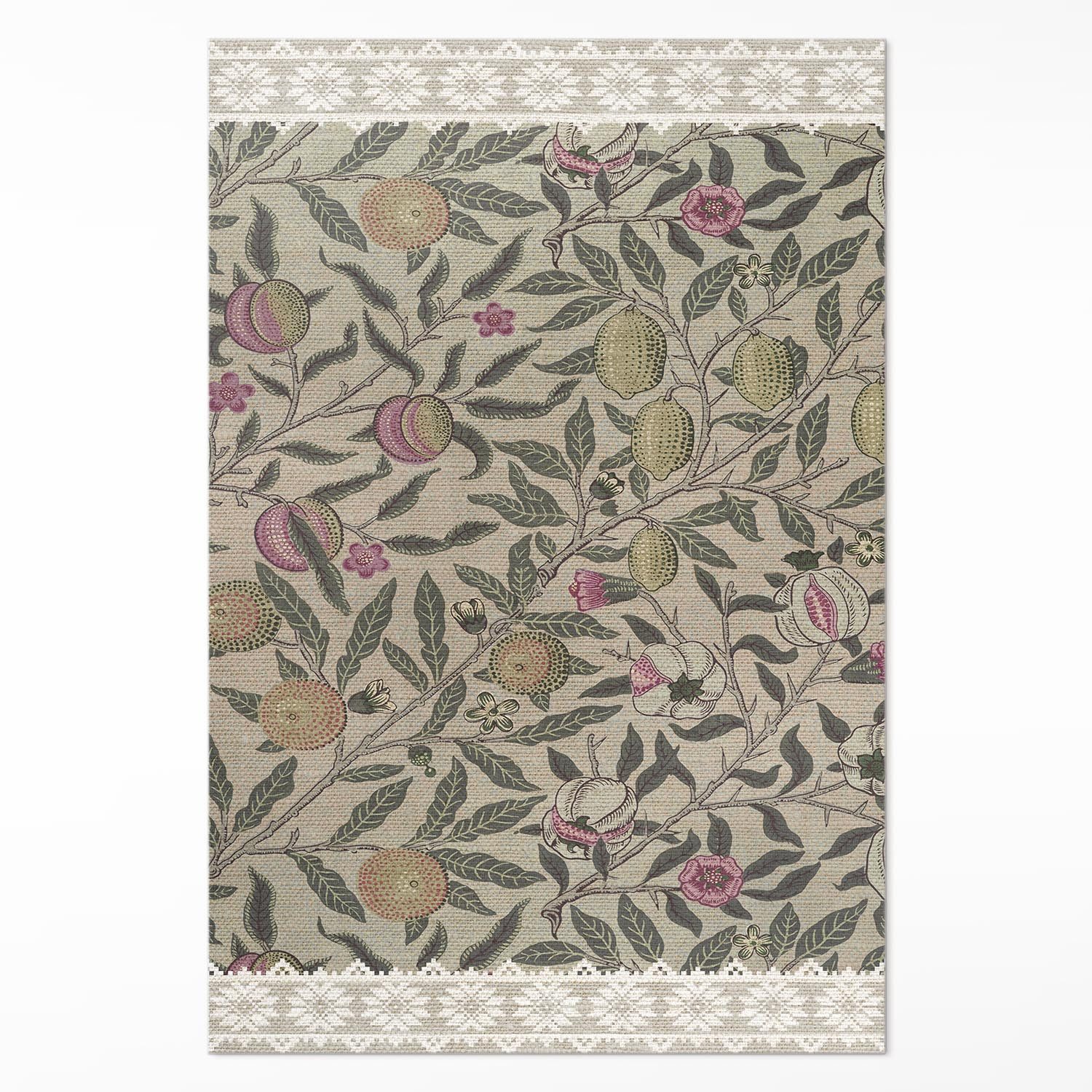 Tulup Vinylteppich Braun, Obst von William Morris Teppichläufer, Teppich PVC, Höhe: 90 mm