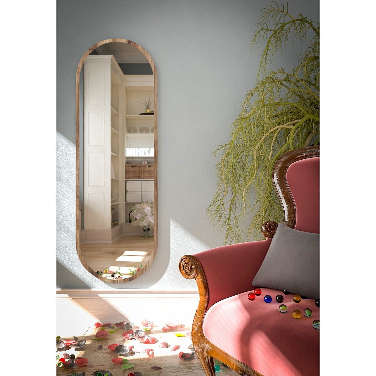 en.casa Spiegel (1-St), Ovaler Wandspiegel, 40 x 120 cm 91421428