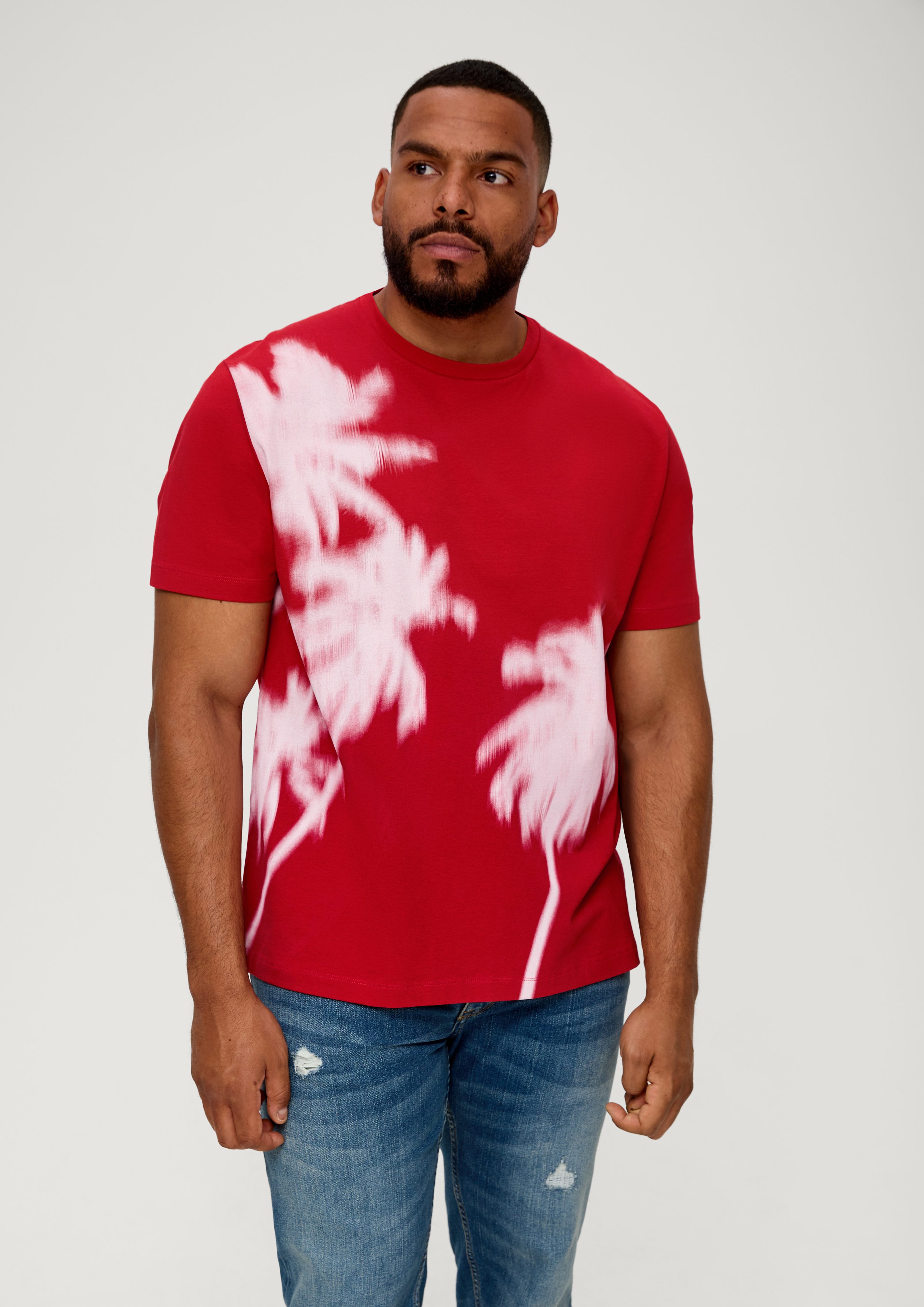 s.Oliver Kurzarmshirt T-Shirt mit Grafikprint preiselbeere