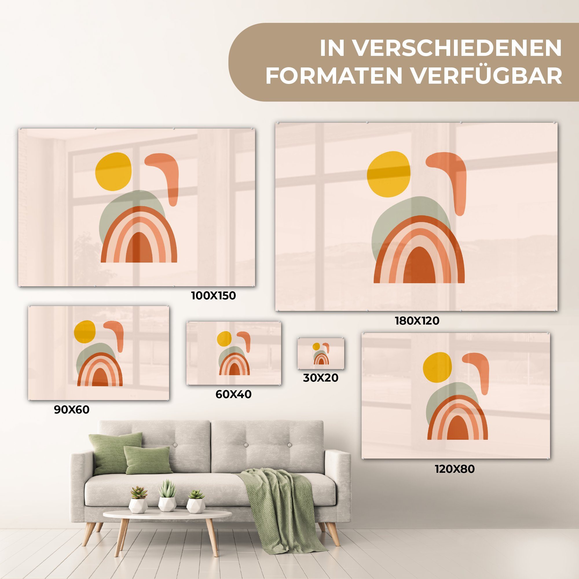 - Acrylglasbild Schlafzimmer & Acrylglasbilder Sommer MuchoWow (1 Wohnzimmer St), Pastell Regenbogen, -