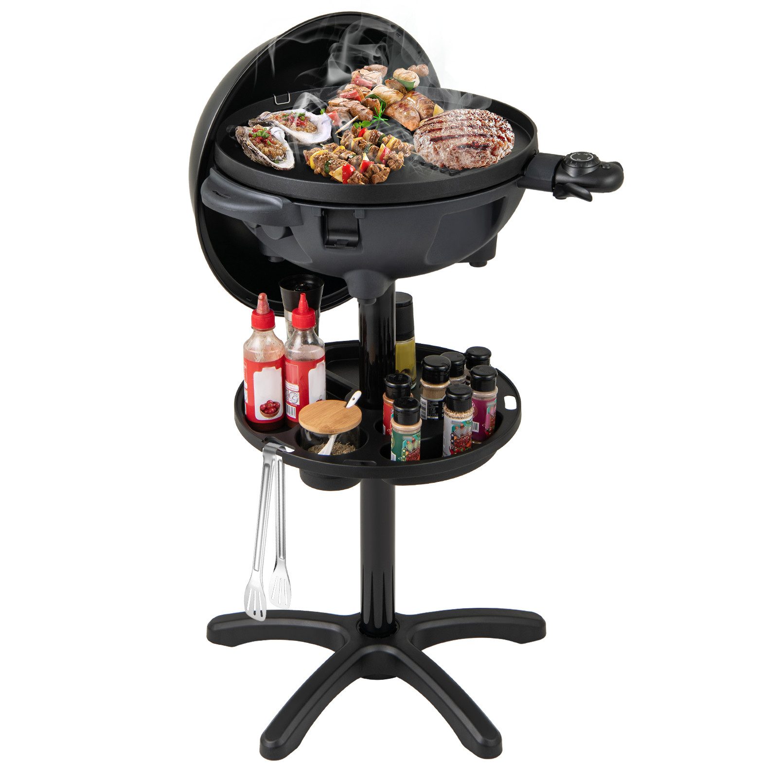COSTWAY Elektro-Standgrill XXL bis 315°C, 2400 W, 2-in-1 Ganzen/separat