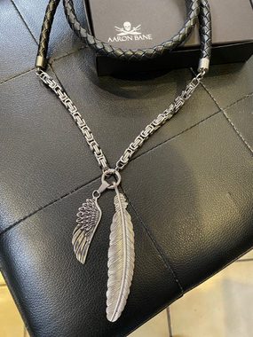 Aaron Bane Perlenkette DOUPLE FEATHER Halskette, mit 8mm Lederband und Königskette (1-tlg)
