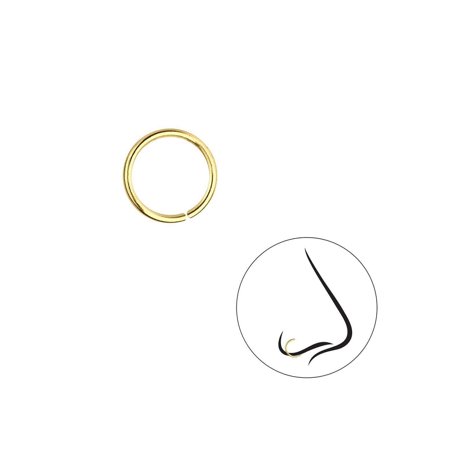 Order & Smile Schmuck Nasenpiercing Nasenring aus 925 Silber, vergoldet, 8 mm: schlichtes Nasenpiercing, gestempelt