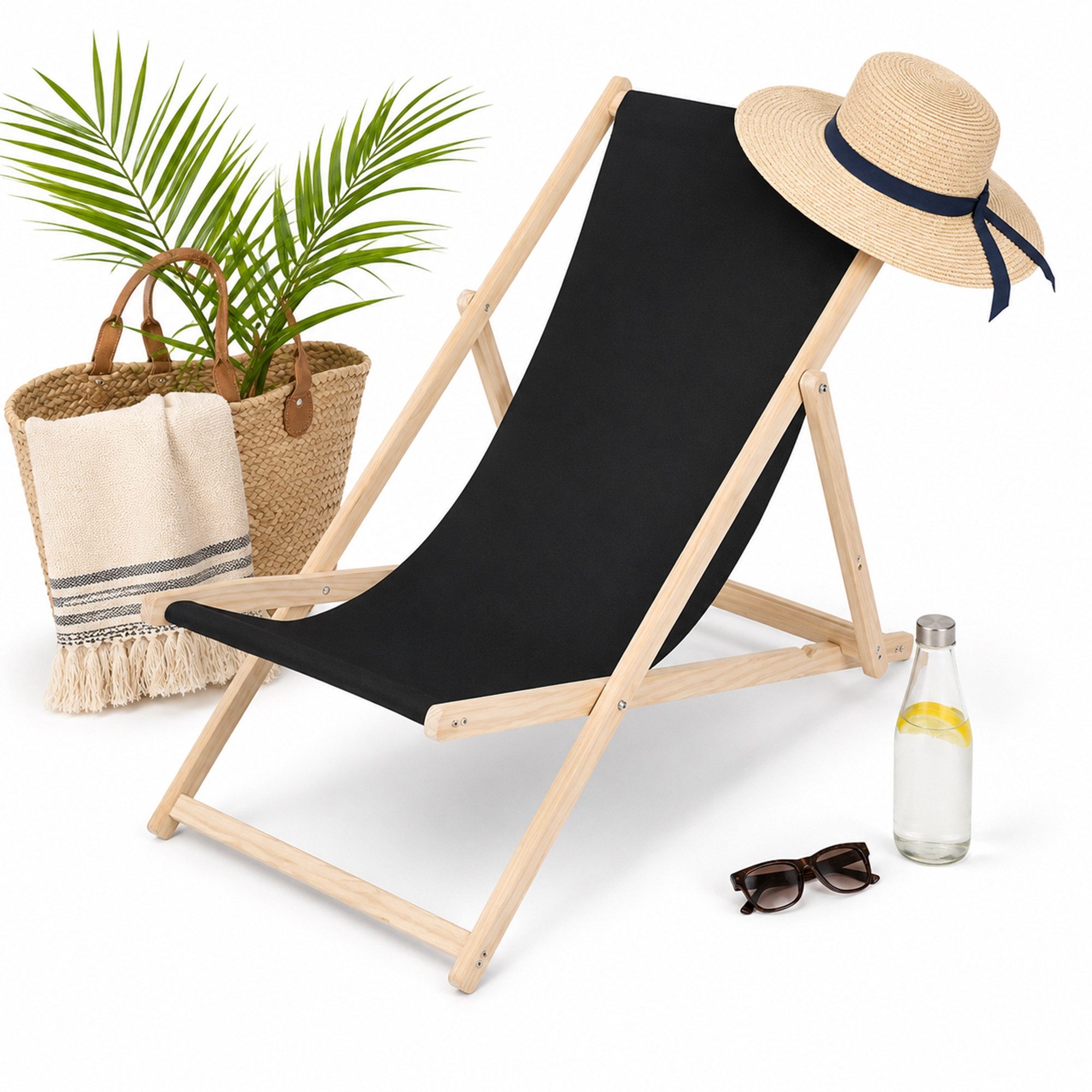 Mucola Gartenstuhl Strandliege Liegestuhl Gartenliege Sonnenliege Strandstuhl Balkonliege (Stück), Inkl. Sicherung gegen ungewolltes Zusammenklappen
