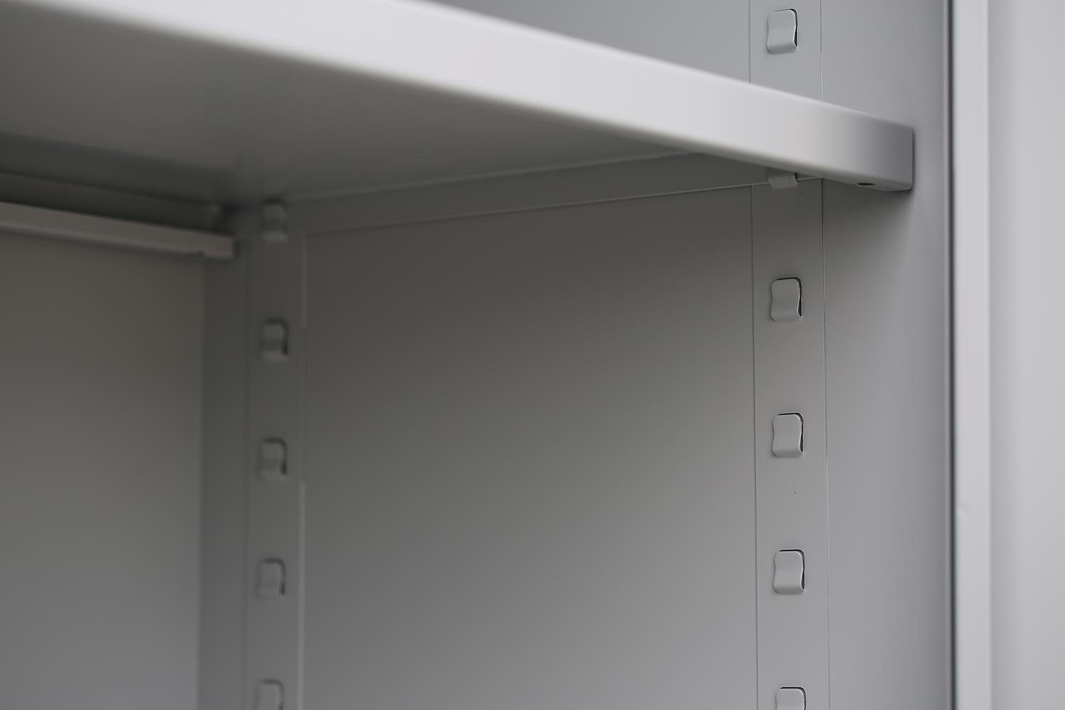 Steelboxx Mehrzweckschrank Aktenschrank Metallschrank montiert, 195x92,5x42,2cm | RAL Lichtgrau/ Lichtgrau Montage 7035 Korpus: abschließbar Komplett Türen: Lichtgrau keine (1-St) Büroschrank notwendig 7035 RAL