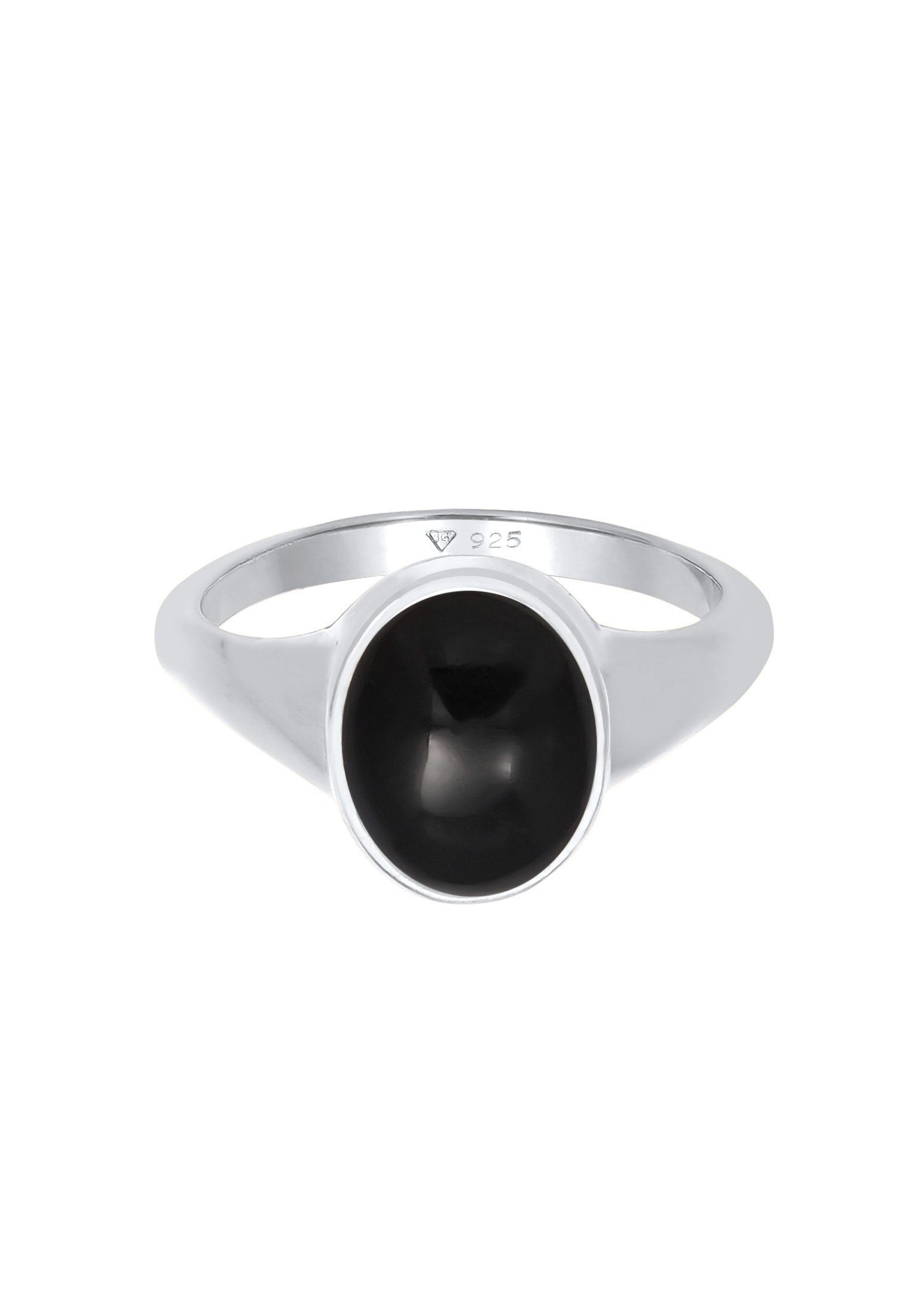 Elli Siegelring Siegelring Onyx Oval 925 Silber vergoldet