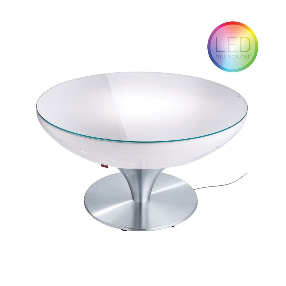 Weiß, 45cm Table Lounge LED Alu-Gebürstet, Moree Pro Dekolicht Transluzent