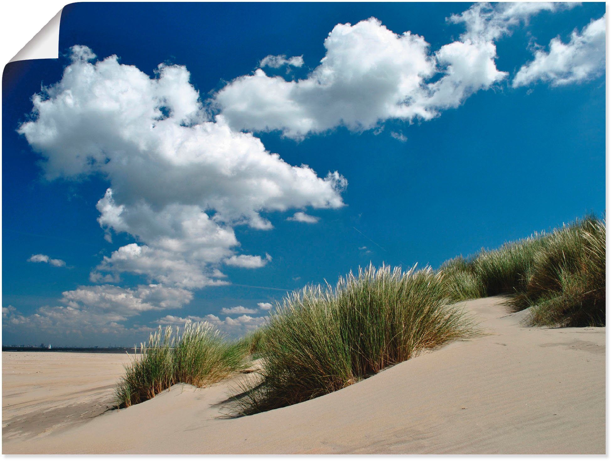 Artland Wandbild und (1 St), Größen Dünen versch. Meer, Strand Himmel, Leinwandbild, oder als Wandaufkleber in Poster