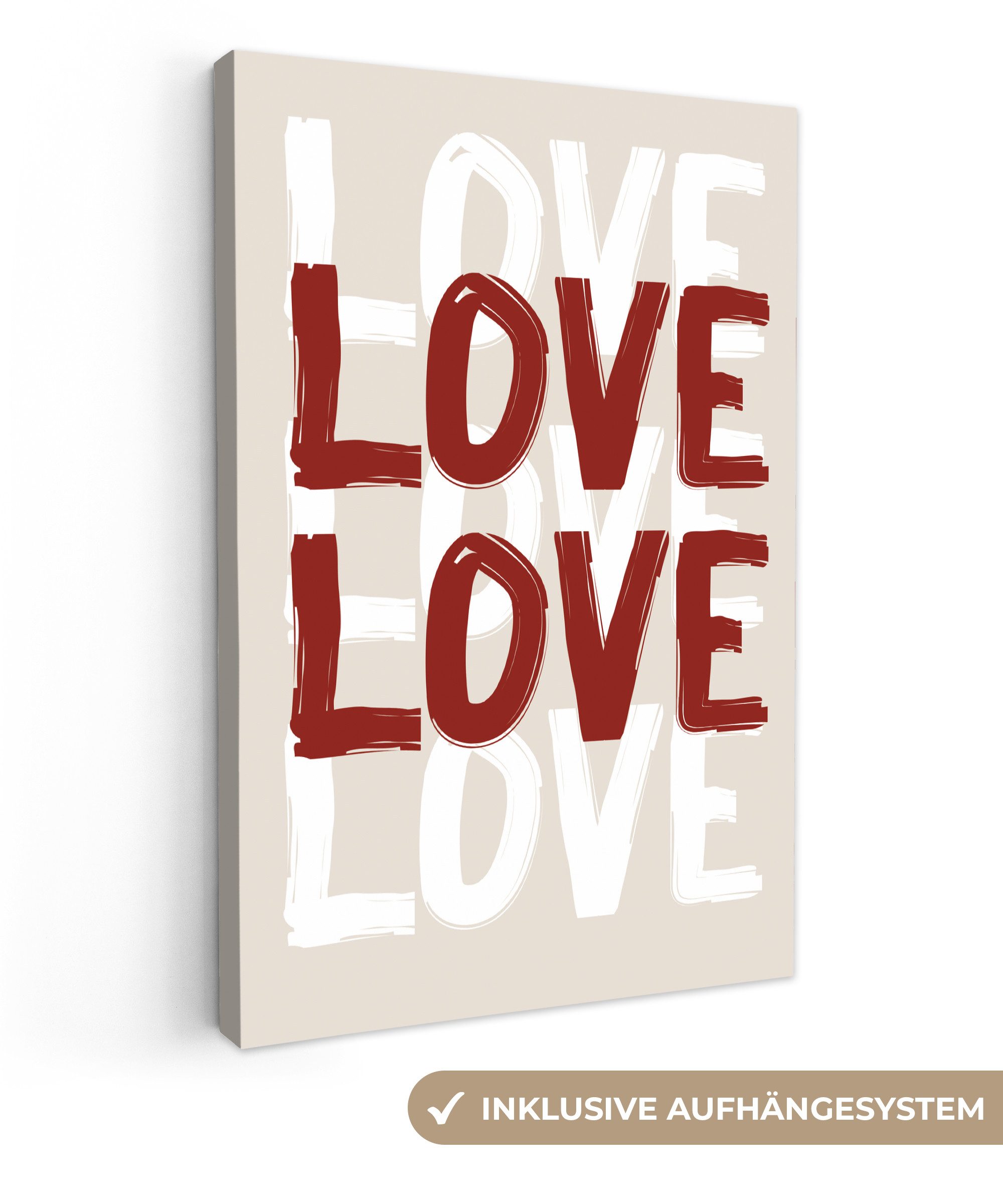 Leinwandbild Liebe - Rot - Text