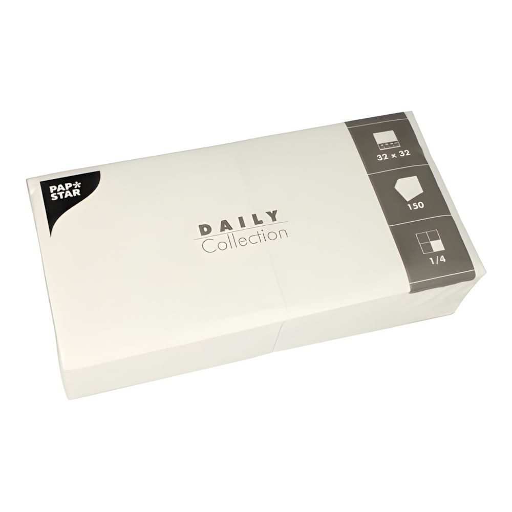 PAPSTAR Papierserviette Servietten DAILY Collection 1/4-Falz 32 cm x 32 cm weiss 150 Stk