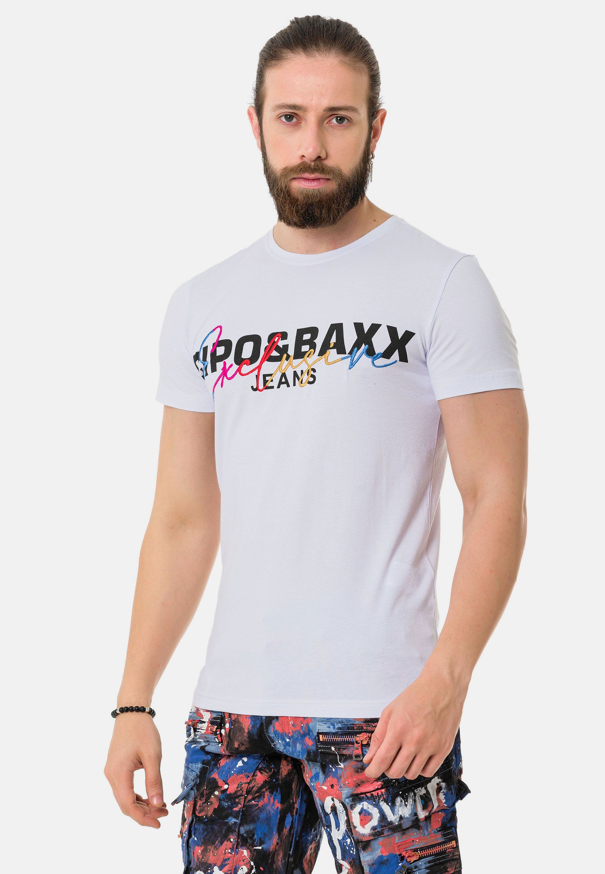 Markenprint & weiß T-Shirt Cipo Baxx mit