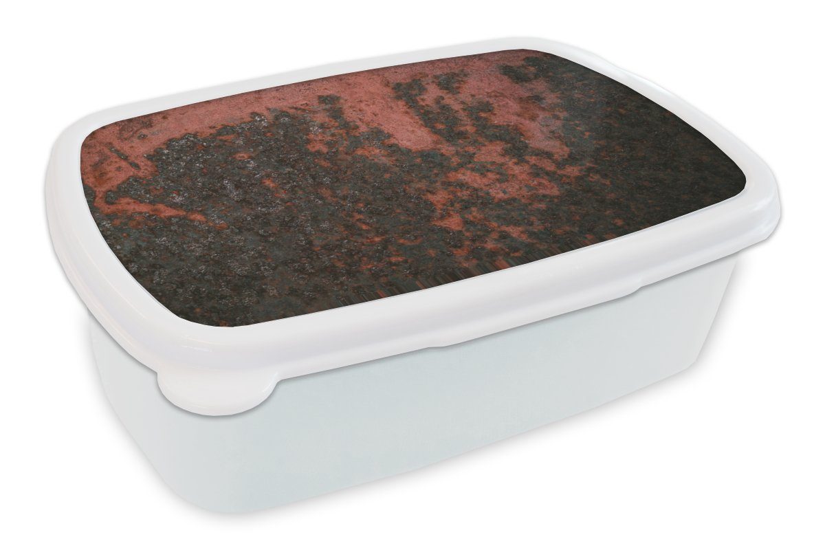 Brotbox Brotdose, und Kunststoff, Metall, weiß Kinder MuchoWow Mädchen Schwarz (2-tlg), für Rost für Jungs - Erwachsene, und - Lunchbox