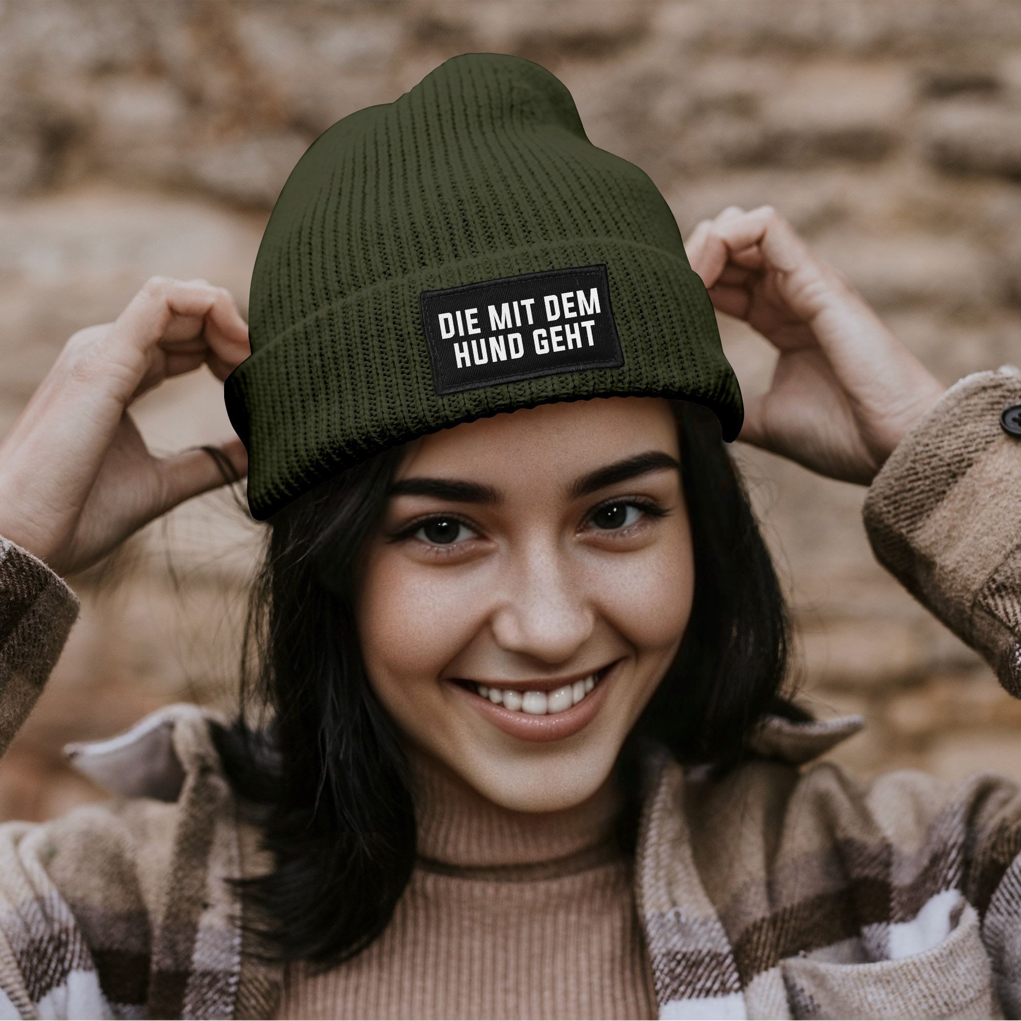 MoonWorks Strickmütze Damen Beanie mit Patch Strickmütze mit Spruch Die mit günstig online kaufen