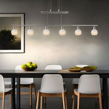 etc-shop LED Pendelleuchte, Leuchtmittel inklusive, Warmweiß, LED Pendelleuchte Wohnzimmerlampe Höhenverstellbar 6 Flammig H 160 cm