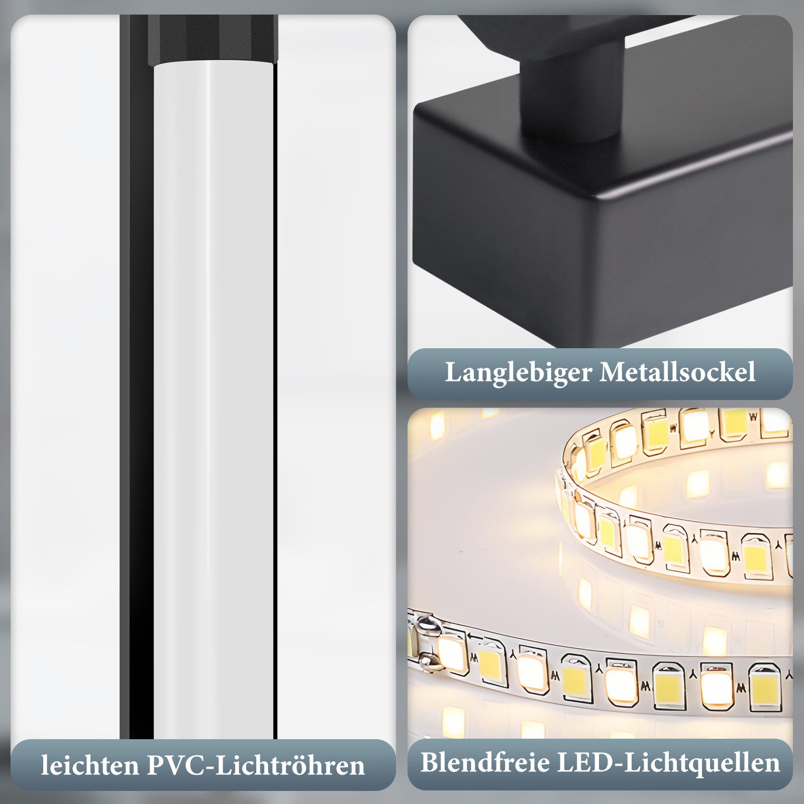 ZMH LED Spiegelleuchte 50CM Spiegellampe Badezimmer Schwarz, LED fest integriert – Bild 4 von 5