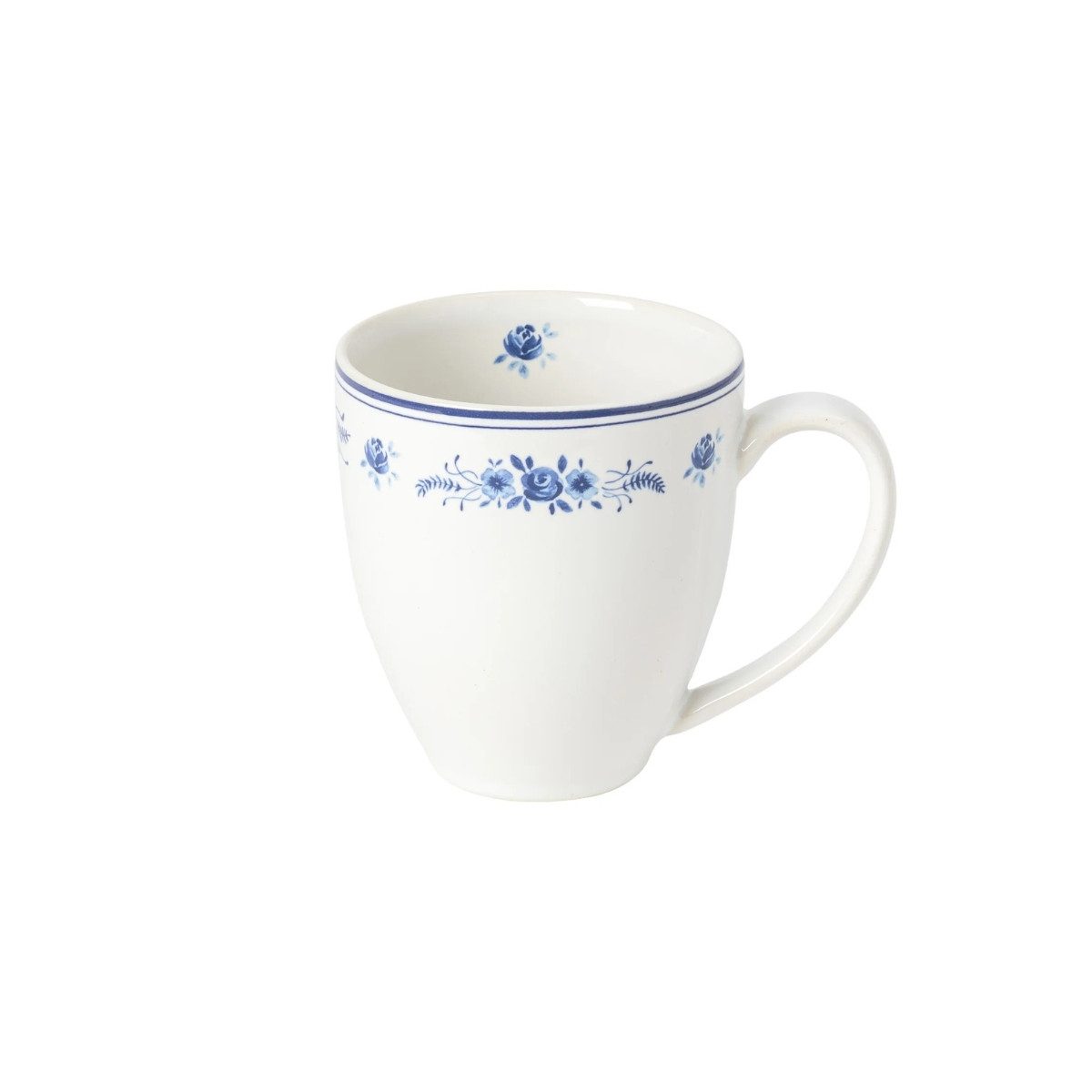 Costa Nova Tasse mit Henkel Vila, Weiß-Blau, 9,7 x 10,7 cm, 41 cl, Costa Nova, 1-tlg., Keramik, ⌀ ca. 9,7 cm, Höhe ca. 10,7 cm, Fassungsvermögen ca. 41 cl