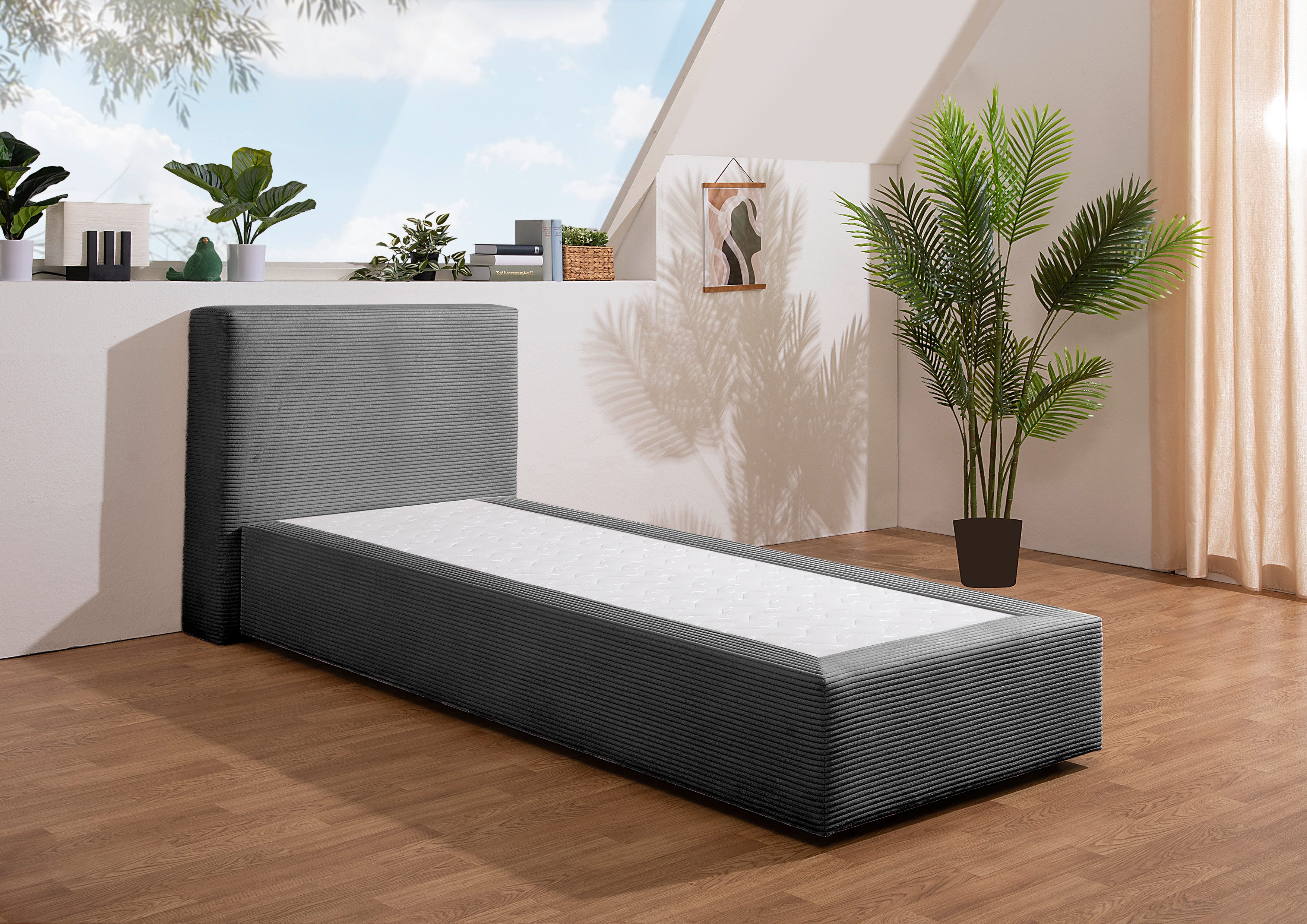 andas Boxspringbett "Åby", In Cord Bezug, wahlweise mit und ohne Matrazte e günstig online kaufen