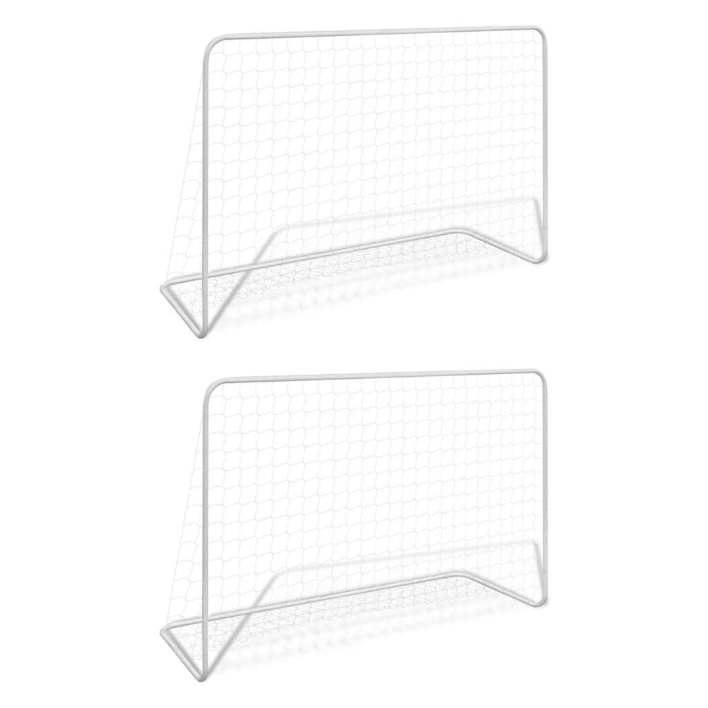 Fußballtor Fußballtore 2 Stk mit Netzen 18261122 cm Stahl Weiß