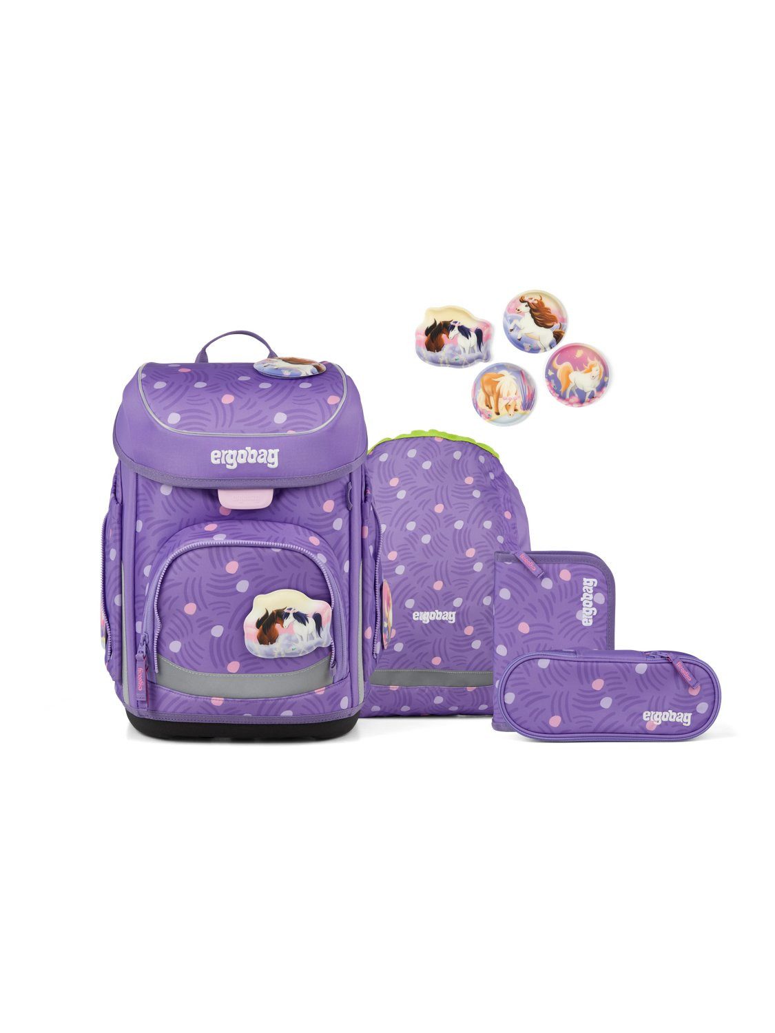 ergobag Schulranzen cubo Set (5-tlg., 5-teiliges Set), größenverstellbares Rückensystem