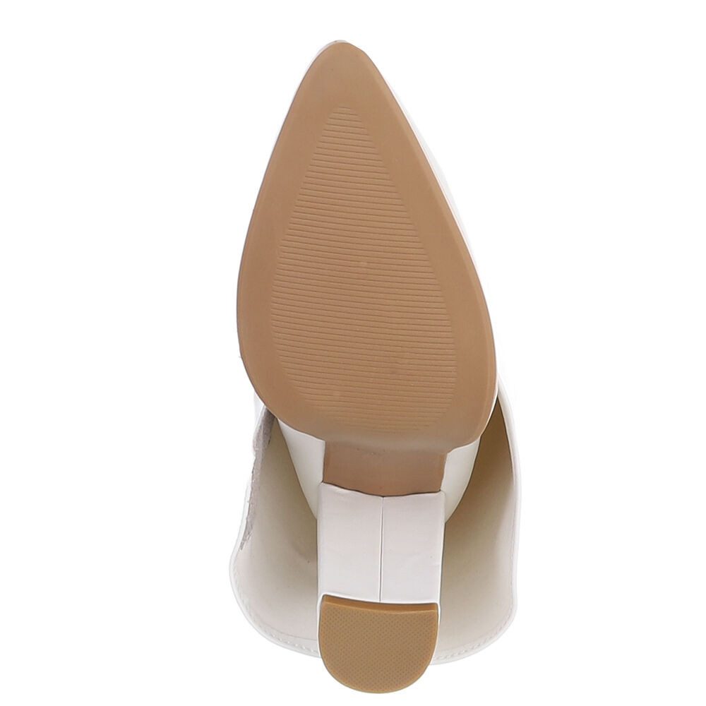 Ital-Design Elegante Stiefel mit hohem Schaft und Blockabsatz für Damen High-Heel-Stiefel (90948406) Blockabsatz Stiefel in Weiß – Bild 3 von 5