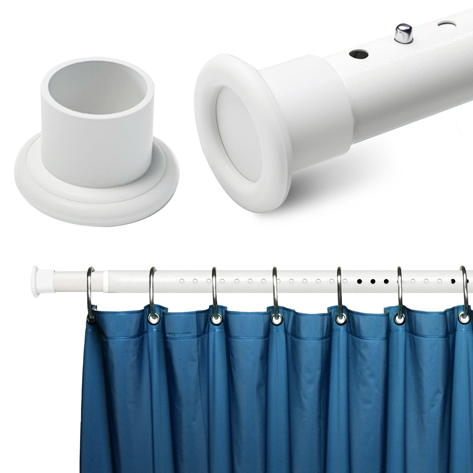 CALIYO Klemmstange Teleskopstange 210-260/260-310/310-360 CM Vorhangstange ohne Bohren, Ø 32 mm, Ausziehbar, Duschvorhangstange, Badstange, Gardinenstange, Kohlenstoffstahl, Ausziehbar, Klemmbar, Duschvorhangstange, Badstange, Gardinenstange