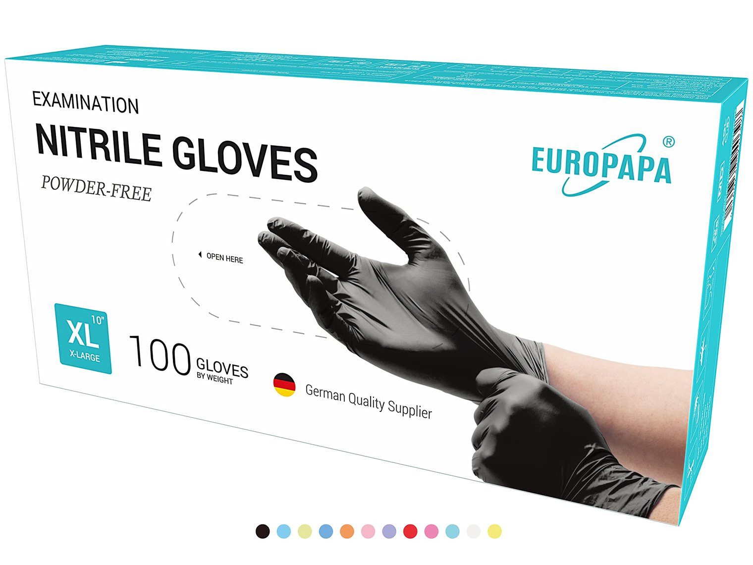EUROPAPA Nitril-Handschuhe 500x Nitrilhandschuhe Einweghandschuhe (latexfrei, puderfrei) puderfrei, latexfrei