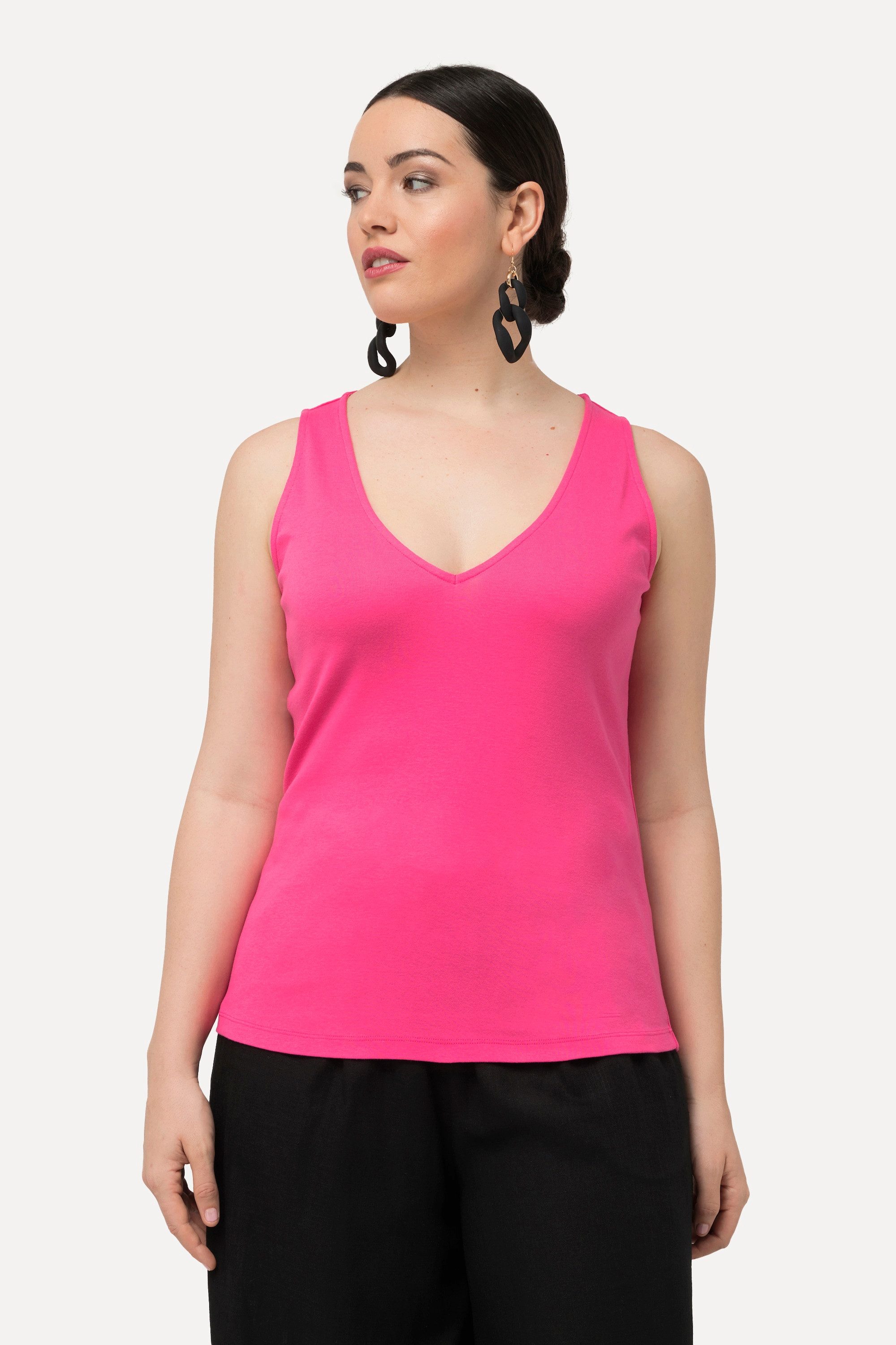 Longtop Top Rippjersey Slim V-Ausschnitt ärmellos