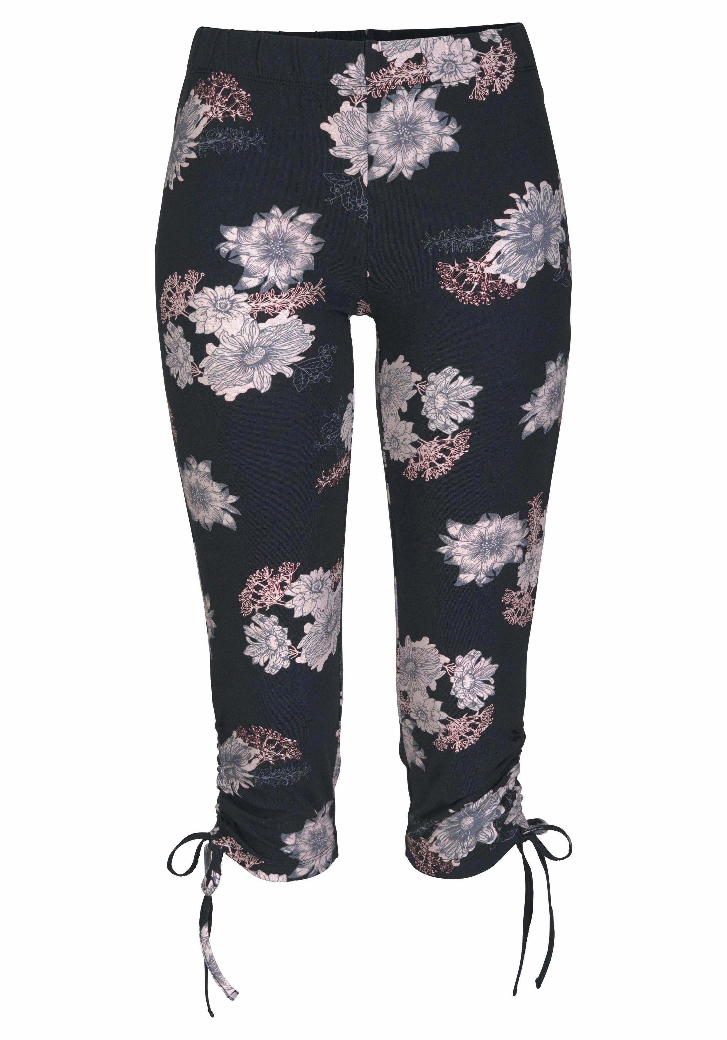 LASCANA Caprileggings mit seitlicher Raffung und Allover-Druck, 3/4-Länge, Stretch. € 29,99