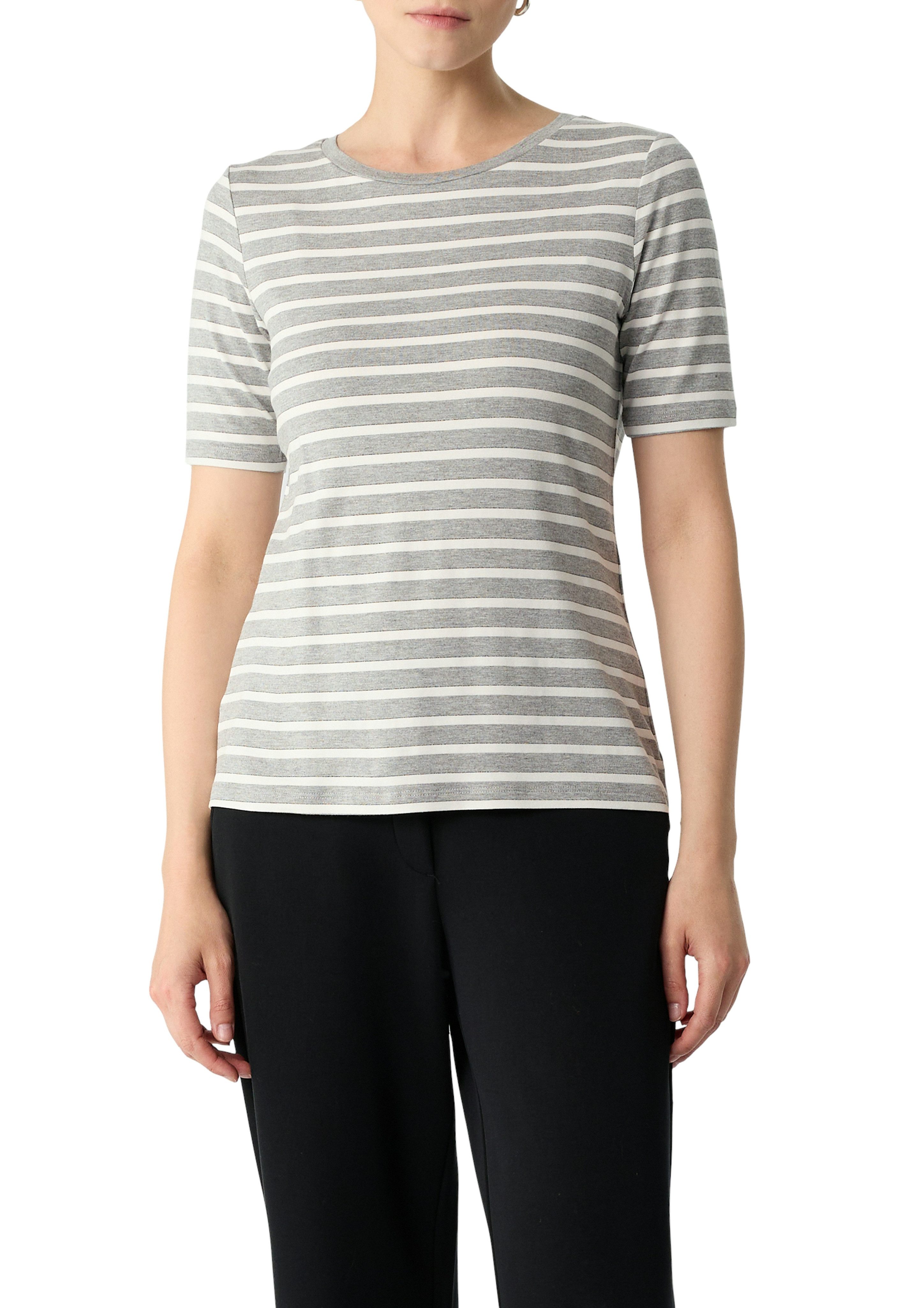 comma T-Shirt mit Streifen Muster günstig online kaufen