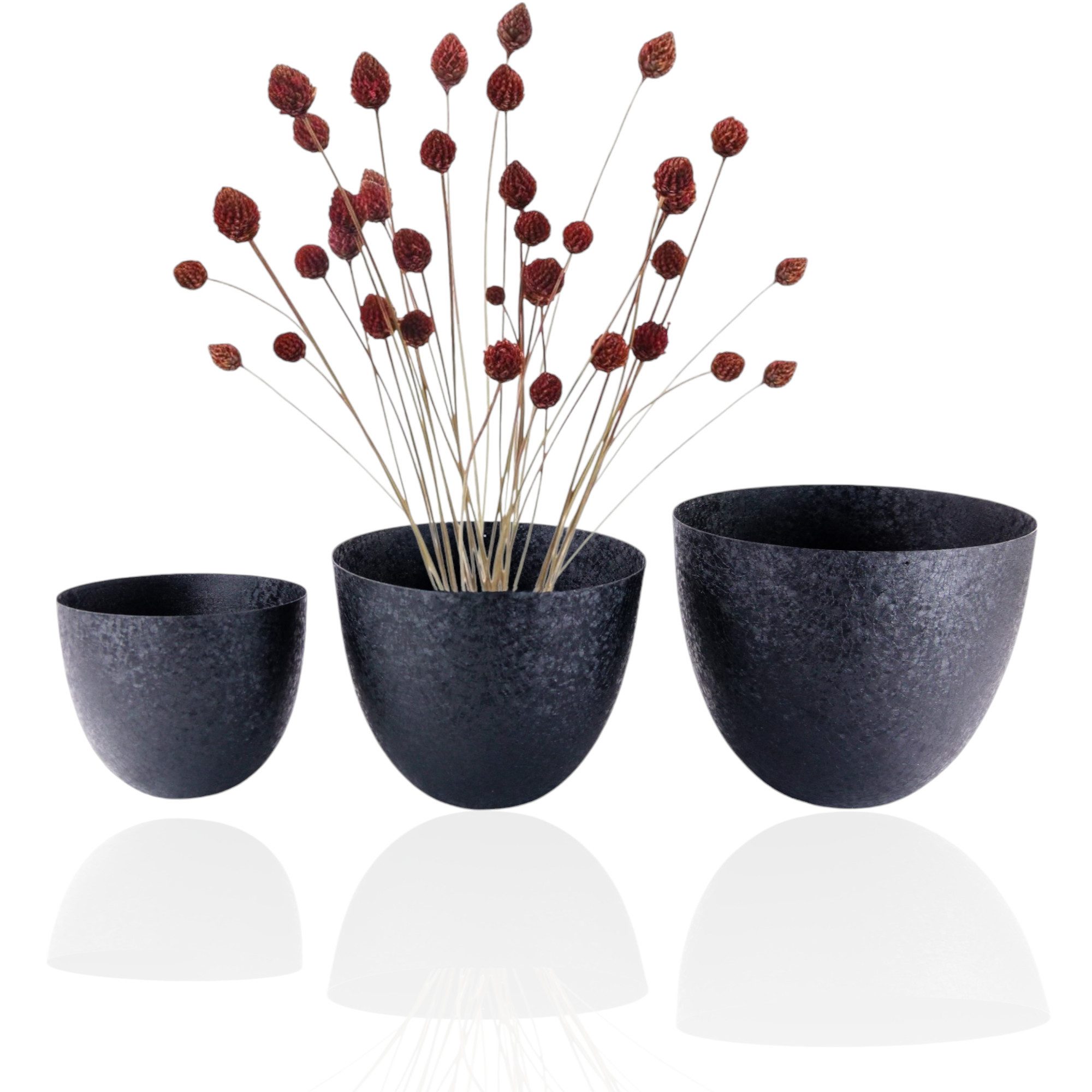 trends for living Blumentopf Schwarzer Blumenkübel Plfanzentopf aus Metall Blumentopf (5 Größen)